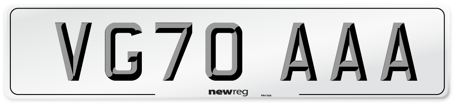 VG70 AAA Number Plate from New Reg